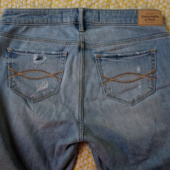 A&F Distressed Light Wash Flare Jeans - Picture 2 of 3